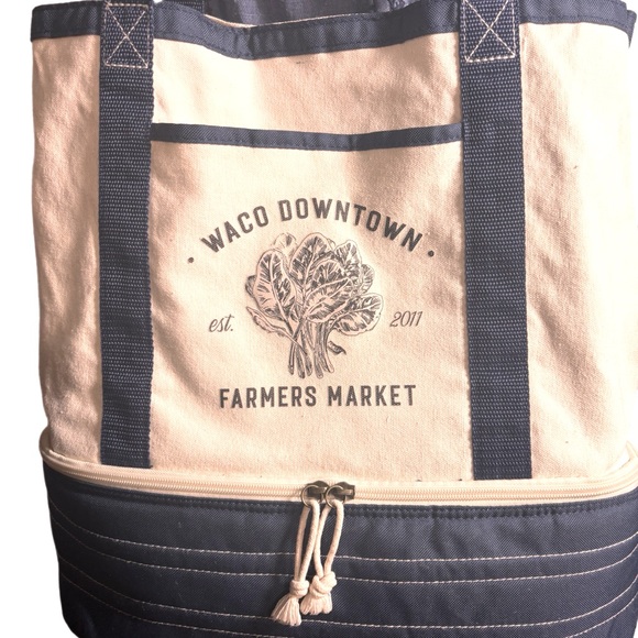 Canvas Waco Farmers Market Bag w Cold Storage Minimalist Functional Essential - Picture 2 of 5